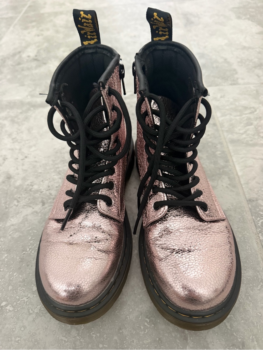 Dr Martens Metallic Pink Lace-Up Combat Boots